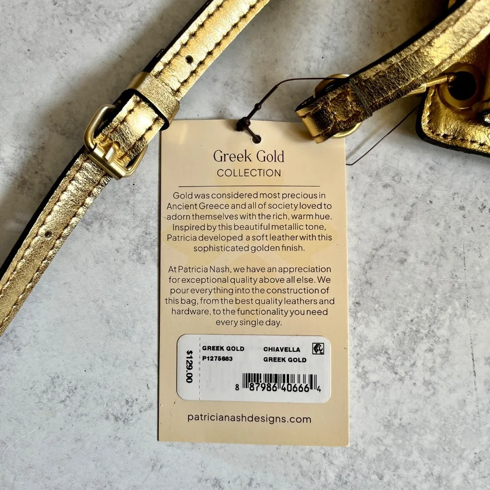 Patricia Nash Chiavella Phone Crossbody Leather Bag in Greek Gold RFID Security - Picture 11 of 12